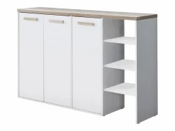 Discount Vente-unique Mueble zapatero de 3 puertas y 3 estantes - Blanco y Natural claro - SKAIDO Color natural claro / Blanco