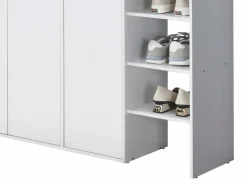 Discount Vente-unique Mueble zapatero de 3 puertas y 3 estantes - Blanco y Natural claro - SKAIDO Color natural claro / Blanco