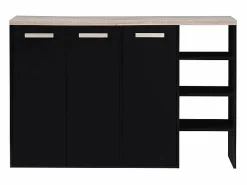 Vente-unique Mueble zapatero de 3 puertas y 3 estantes - Blanco y Natural claro - SKAIDO