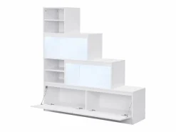 Vente-unique Mueble zapatero de 2 puertas y 6 compartimentos con luces LED en MDF - - LOVILA