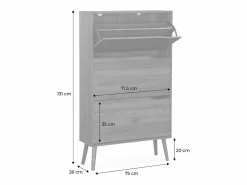 Online Sweeek Mueble zapatero de madera de nogal con 3 puertas nogal Marru00f3n