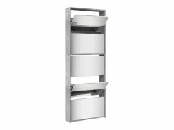 Mueble zapatero y espejo 5 niveles hormigón 63x17x169,5 cm ES309503