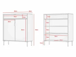 Herdasa Mueble zapatero/armario - A89cm x L90cm x P29cm roble dorado - Alice