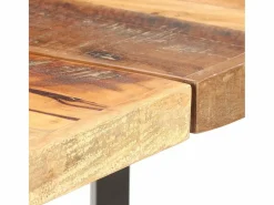 Discount Muebles de bar 9 pzas madera maciza reciclada cuero real lona Mesa Alta