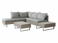 Muebles de jardín modulares de ratán PE - aptos para 4 o 5 personas - mesa de centro de tablones de plástico - Taupe Salones De Jardín