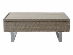 Muebles de jardín modulares de ratán PE - aptos para 4 o 5 personas - mesa de centro de tablones de plástico - Taupe Salones De Jardín