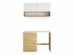 New Vente-unique Muebles de lavandería para lavadora - L122 cm - Blanco y natural claro - NATAJI Color natural claro / Blanco