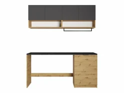 Sale Muebles de lavandería para lavadora - L182 cm - Antracita y natural - NATAJI Mueble Para Lavadora