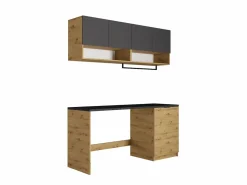 Sale Muebles de lavandería para lavadora - L182 cm - Antracita y natural - NATAJI Mueble Para Lavadora