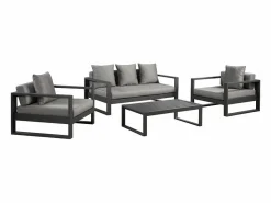 Online MYLIA Muebles de salón para jardín : un sofá de 3 plazas, 2 sillones, una mesa de centro - antracita - MOLOKAI Gris antracita