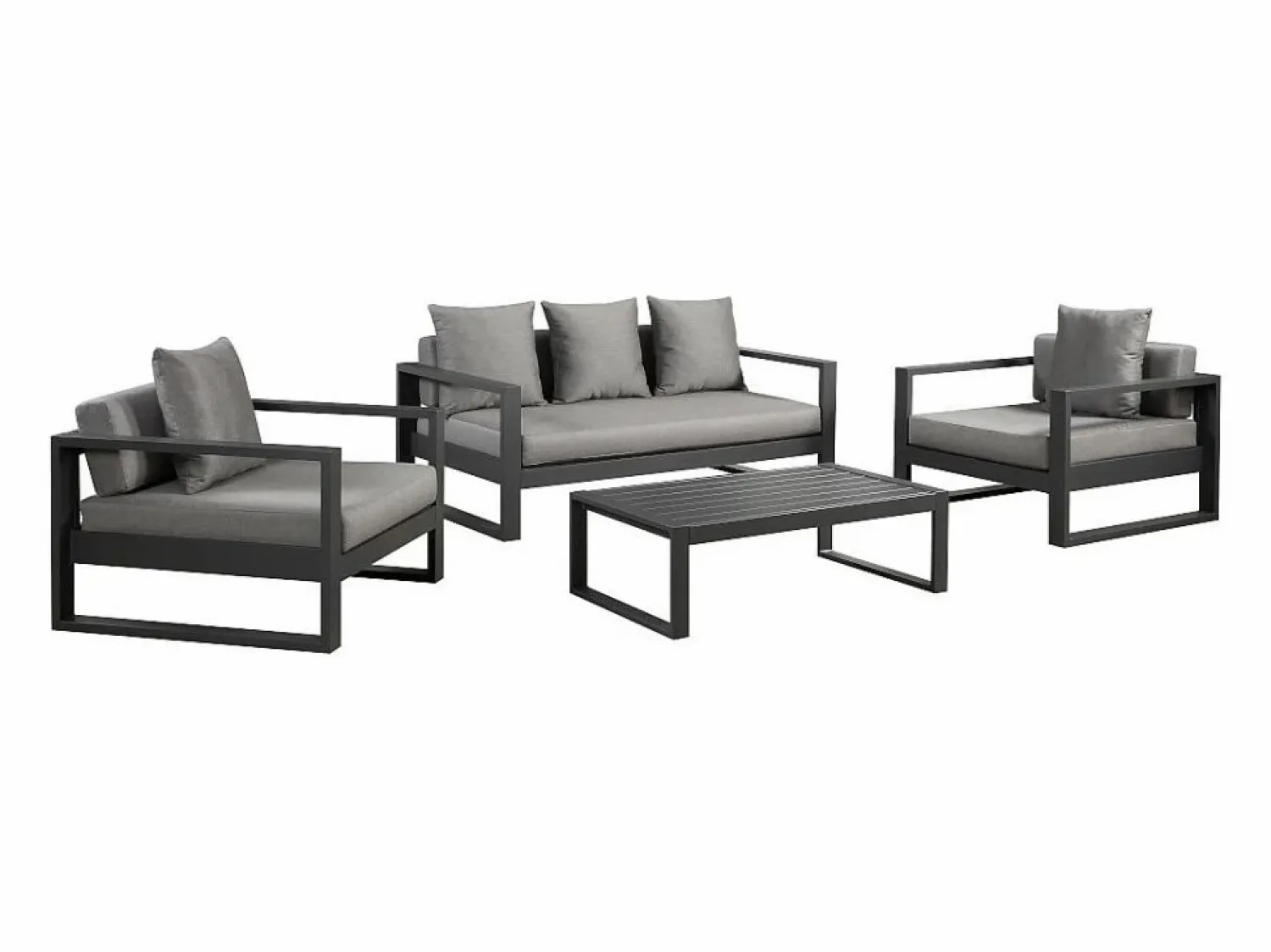 Online MYLIA Muebles de salón para jardín : un sofá de 3 plazas, 2 sillones, una mesa de centro - antracita - MOLOKAI Gris antracita