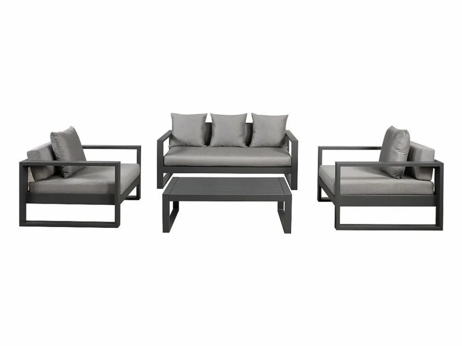 Online MYLIA Muebles de salón para jardín : un sofá de 3 plazas, 2 sillones, una mesa de centro - antracita - MOLOKAI Gris antracita