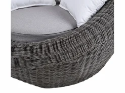 Discount MYLIA Muebles de salón para jardín de resina trenzada : sofá, 2 sillones y mesa de centro - WHITEHEAVEN Gris