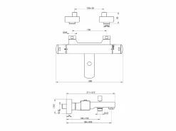 New Essebagno Munchen mezclador para bañera y ducha termostático cromado Huber Plateado