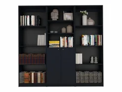 TuHome Munds Juego de Sala de 3 Piezas con 3 Libreros, Wengué