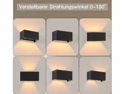 Online 2 Aplicaciones LED para Muro Negras IP65, Luz Blanca Caliente Ajustable G9, para Salón, Jardín, Terraza Iluminación Exterior