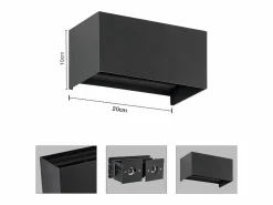 Online 2 Aplicaciones LED para Muro Negras IP65, Luz Blanca Caliente Ajustable G9, para Salón, Jardín, Terraza Iluminación Exterior