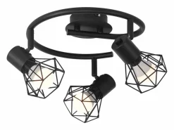 Outlet 3 Focos de Techo Redondos E14 Retro Giratorio de Metal para Dormitorio Salón Estudio Pasillo, Máx. 25W (Bombillas no incluidas) Plafón