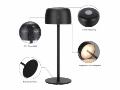 Clearance NETTLIFE - Lámpara de mesa LED inalámbrica (2 unidades), atenuación continua y batería Negro