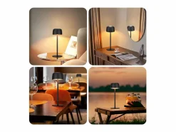 Clearance NETTLIFE - Lámpara de mesa LED inalámbrica (2 unidades), atenuación continua y batería Negro