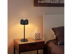 Clearance NETTLIFE - Lámpara de mesa LED inalámbrica (2 unidades), atenuación continua y batería Negro