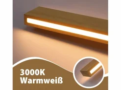 NETTLIFE - Lámpara de pared LED de madera para interiores (100 cm, 36 W, luz indirecta, arriba y abajo, blanco cálido de 3000 K)