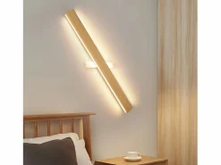 NETTLIFE - Lámpara de pared LED de madera para interiores (100 cm, 36 W, luz indirecta, arriba y abajo, blanco cálido de 3000 K)