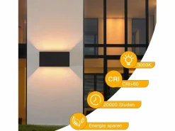 NETTLIFE 4 Lámparas LED para Muro Exteriores Negras, Iluminación Ascendente/Descendente, IP65, Luz Blanca Caliente G9