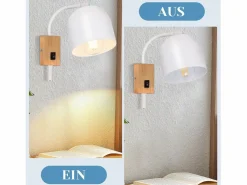 NETTLIFE Aplique de madera con interruptor - Foco de pared de 1 llama E27 Lámpara de pasillo blanca 330°, Sin bombilla