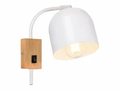 NETTLIFE Aplique de madera con interruptor - Foco de pared de 1 llama E27 Lámpara de pasillo blanca 330°, Sin bombilla