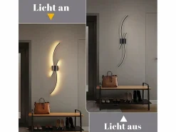 NETTLIFE Aplique LED de pared para interiores - Lámpara de pasillo de 14 W y 100 cm, color , diseño moderno de ondas, 3000 K