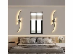 NETTLIFE Aplique LED de pared para interiores - Lámpara de pasillo de 14 W y 100 cm, color , diseño moderno de ondas, 3000 K