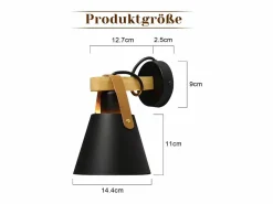 NETTLIFE Aplique Retro Vintage E27 en Iluminación de Pared Interior Industrial en Madera Cuero Plástico (Sin Bombilla)