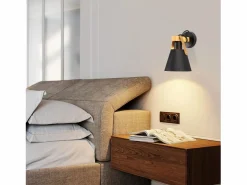 NETTLIFE Aplique Retro Vintage E27 en Iluminación de Pared Interior Industrial en Madera Cuero Plástico (Sin Bombilla)