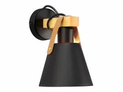 NETTLIFE Aplique Retro Vintage E27 en Iluminación de Pared Interior Industrial en Madera Cuero Plástico (Sin Bombilla)