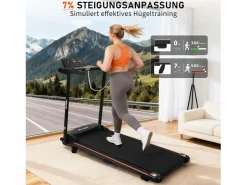 New Cinta de correr plegable de 14 km/h - Plataforma de escritorio - Pantalla LED y sensores de frecuencia cardíaca - Carga máxima 150 kg Cinta De Correr