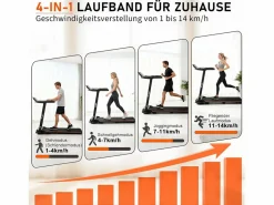 New Cinta de correr plegable de 14 km/h - Plataforma de escritorio - Pantalla LED y sensores de frecuencia cardíaca - Carga máxima 150 kg Cinta De Correr