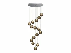 NETTLIFE . Colgante para mesa de comedor de altura ajustable. Colgante de vidrio. -Lámpara colgante. Moderno para jaula de escalera. Lustrera de 15 llamas.