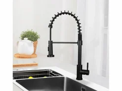 NETTLIFE Grifo de cocina con ducha extraíble Mezclador de cocina Grifo giratorio Mezclador de fregadero de alta presión con 2 tipos de chorros,