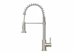 Outlet NETTLIFE Grifo de cocina con ducha extraíble Mezclador de cocina Grifo giratorio de pico alto Mezclador de fregadero de alta presión con 2 tipos de chorros, níquel Plateado