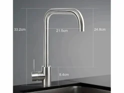 Discount Grifo de cocina mezclador de acero inoxidable con mango único, de alta presión, grifo de cocina giratorio 360 °, níquel. Grifo De Cocina