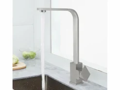NETTLIFE Grifo de Cocina con Mango Único, Grifo de Cocina de Acero Inoxidable, Grifo de Cocina de Alta Presión, Brazo Giratorio de 360°