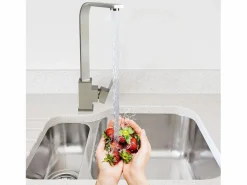 NETTLIFE Grifo de Cocina con Mango Único, Grifo de Cocina de Acero Inoxidable, Grifo de Cocina de Alta Presión, Brazo Giratorio de 360°