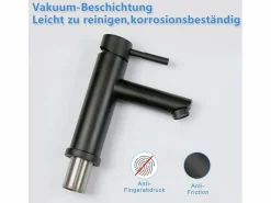 Outlet NETTLIFE Grifo de fregadero Grifo de agua caliente / fría Grifo de alta presión de acero inoxidable Negro