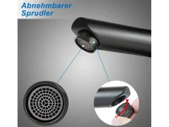 Outlet NETTLIFE Grifo de fregadero Grifo de agua caliente / fría Grifo de alta presión de acero inoxidable Negro