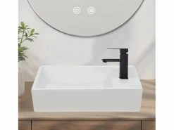 Discount Lavabo de baño Lavabo de encimera Cerámica - Lavabo cuadrado Lavabo