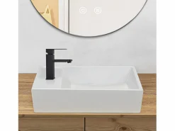 Online NETTLIFE Lavabo de baño Lavabo de encimera Cerámica - Lavabo cuadrado Blanco