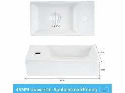 Online NETTLIFE Lavabo de baño Lavabo de encimera Cerámica - Lavabo cuadrado Blanco