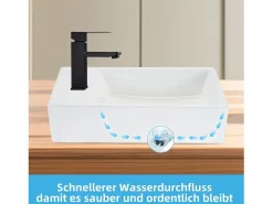 Online NETTLIFE Lavabo de baño Lavabo de encimera Cerámica - Lavabo cuadrado Blanco