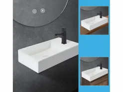 Online NETTLIFE Lavabo de baño Lavabo de encimera Cerámica - Lavabo cuadrado Blanco